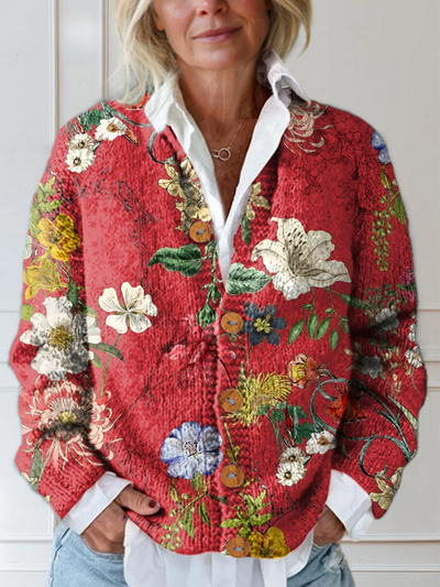 Rachel | Retro Floral Cardigan Sweater