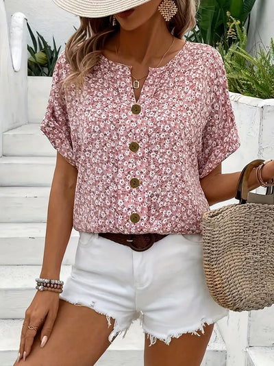 Selestia - Floral Button-Up Blouse