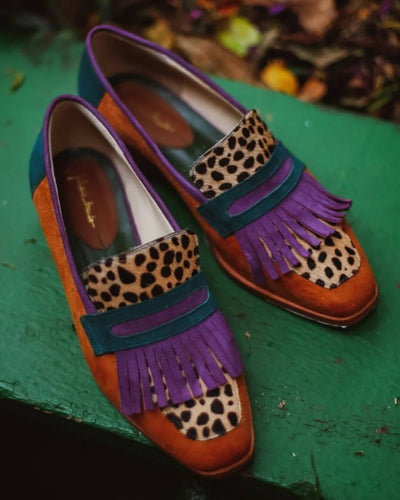 LOAFER WITH FRINGES AND ANIMAL PRINT