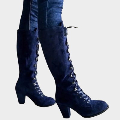 Selene | Lace-Up High Heel Suede Boots