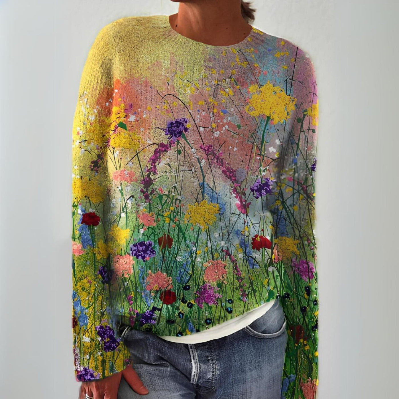 Marta | Cozy Sweater with Floral Art Design