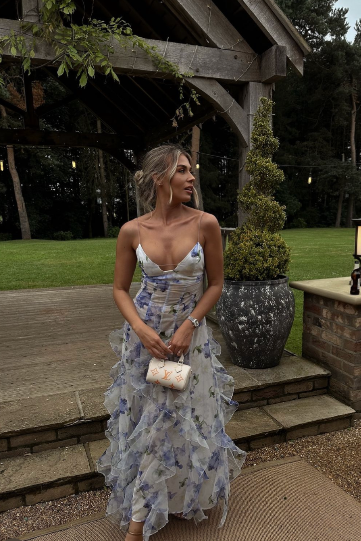 Gloria - Floral Cut-Out Split Beach Maxi Dress