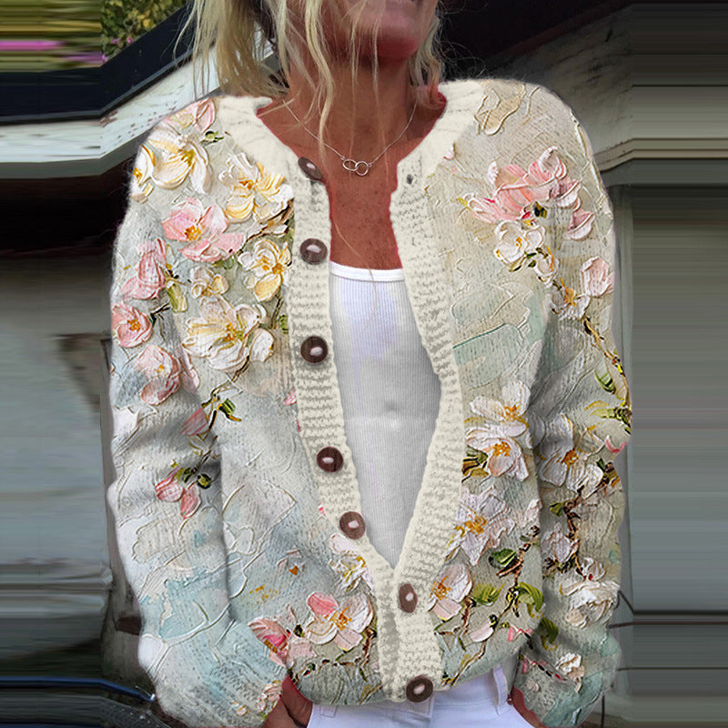 Rachel | Retro Floral Cardigan Sweater