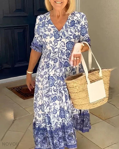 Azariah - Elegant Floral Dress with V-Neck