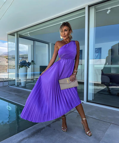 Celeste – Elegant One-Shoulder Midi Dress