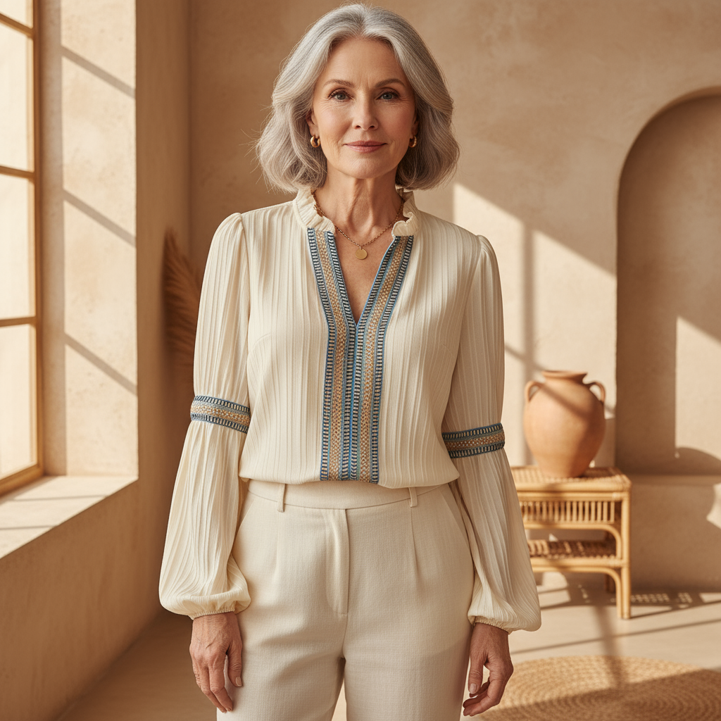 Renata - Stunning V-Neck Blouse