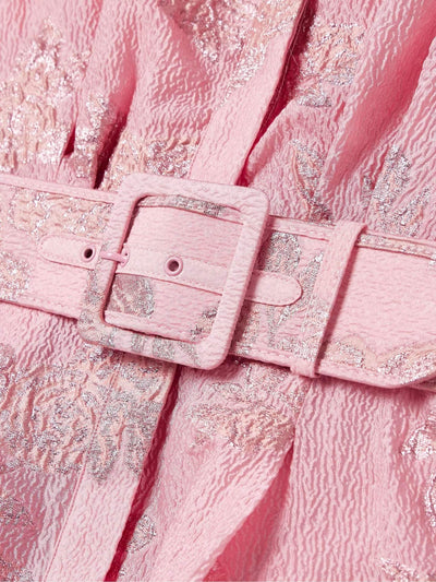 Aven - Retro Pink Lapel High Waist Dress